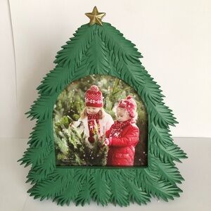 Christmas Tree Picture Frame Resin Isaac Jacobs 4x4 inch  photo Green gold star